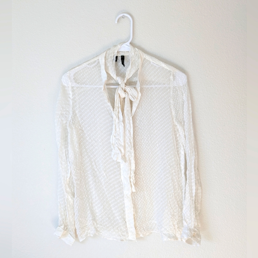 Women MANGO Suit size XS white long sleeve top